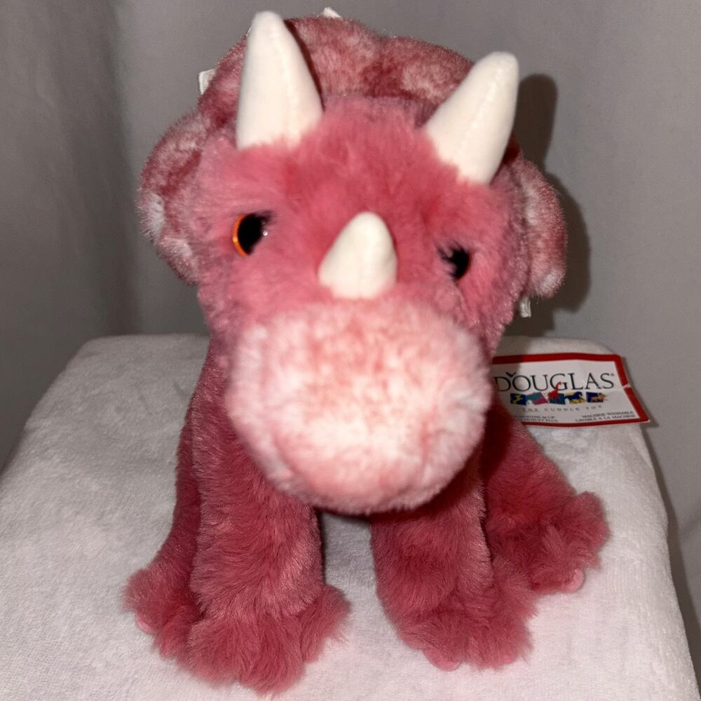 Douglas Triceratops Tracie Plush Pink Dinosaur Stuffed Animal 10"